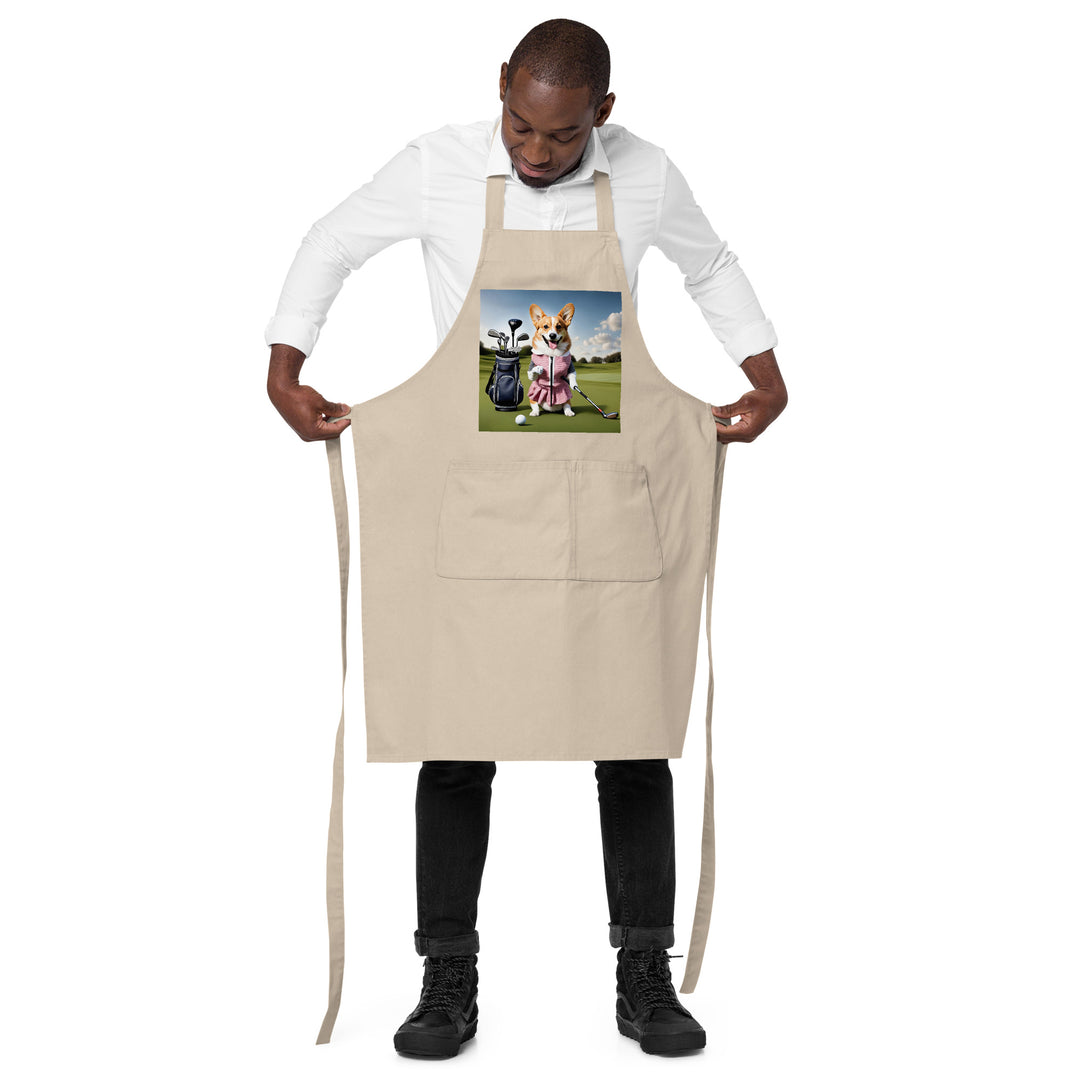 Pembroke Welsh Corgi Golfer- Organic cotton apron v5