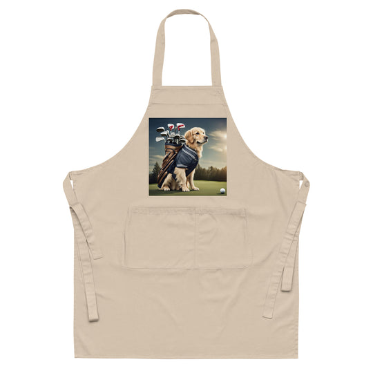 Golden Retriever Golfer- Organic cotton apron v5