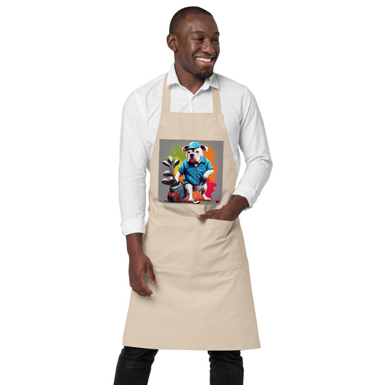 Bulldog Golfer- Organic cotton apron v3