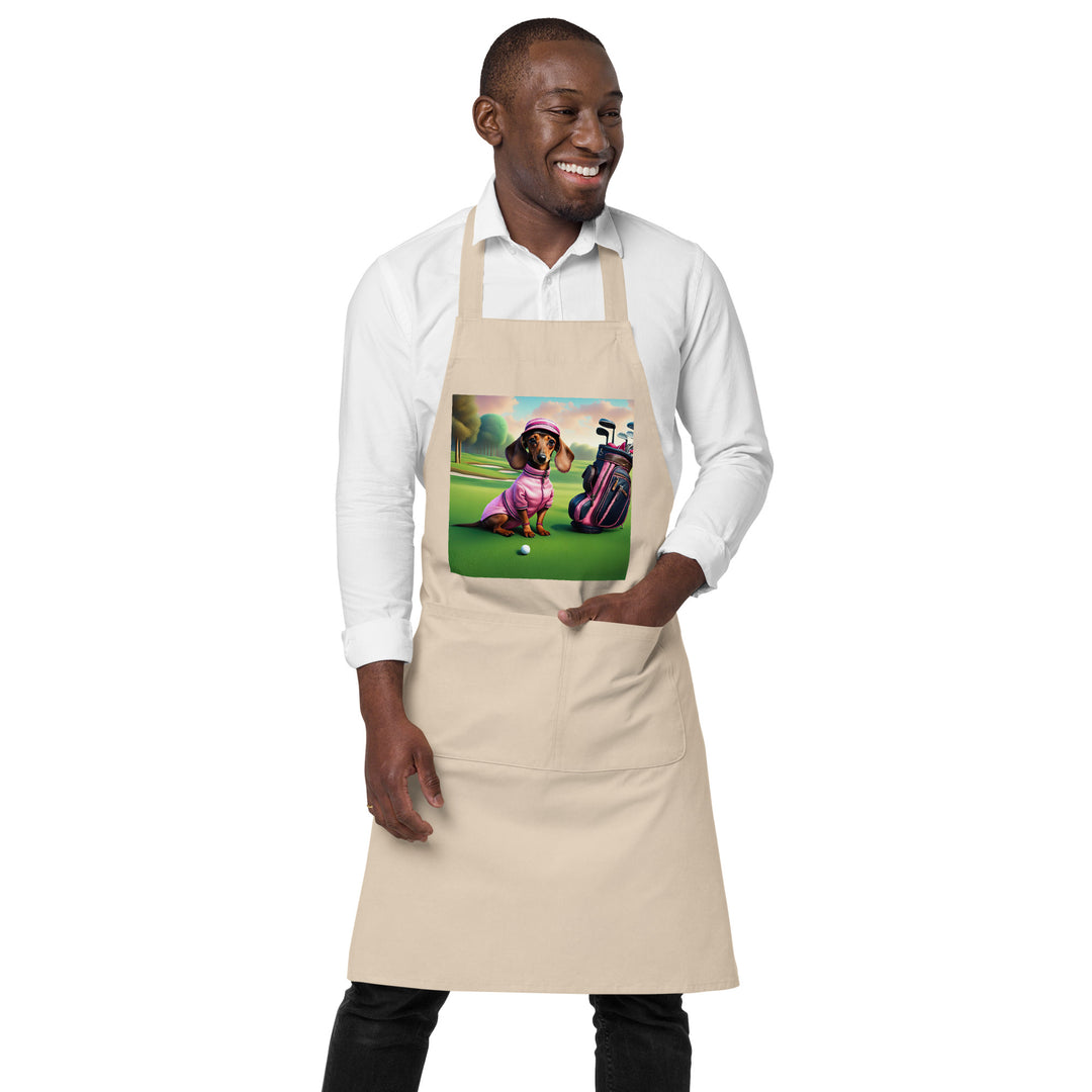 Dachshund Golfer- Organic cotton apron v2