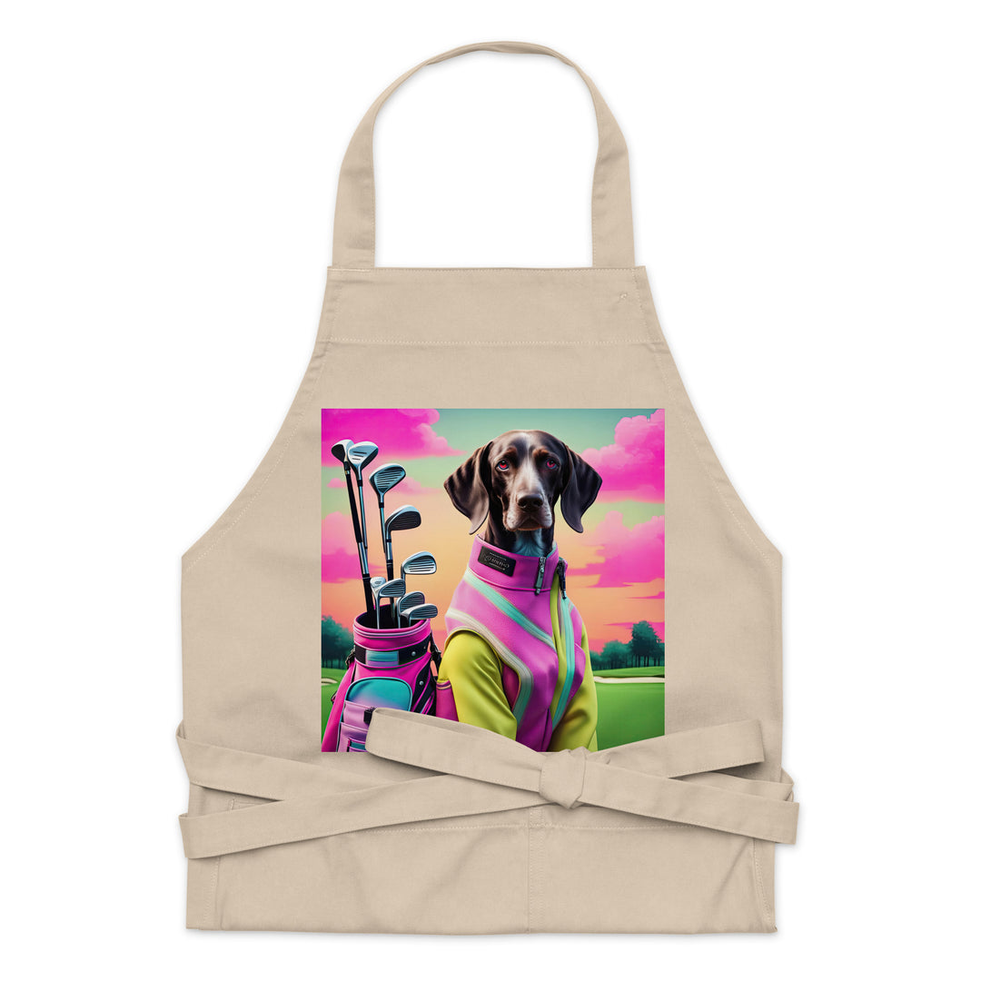 German Shorthaired Pointer Golfer- Organic cotton apron v3