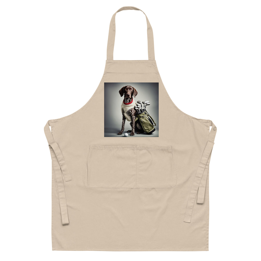 German Shorthaired Pointer Golfer- Organic cotton apron v4