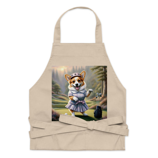 Pembroke Welsh Corgi Golfer- Organic cotton apron v2