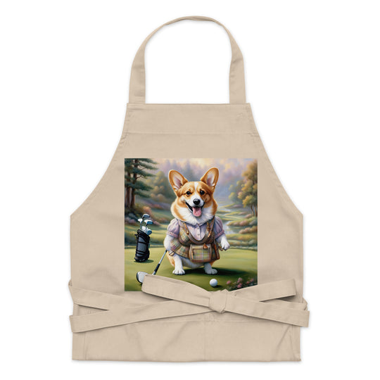 Pembroke Welsh Corgi Golfer- Organic cotton apron v3