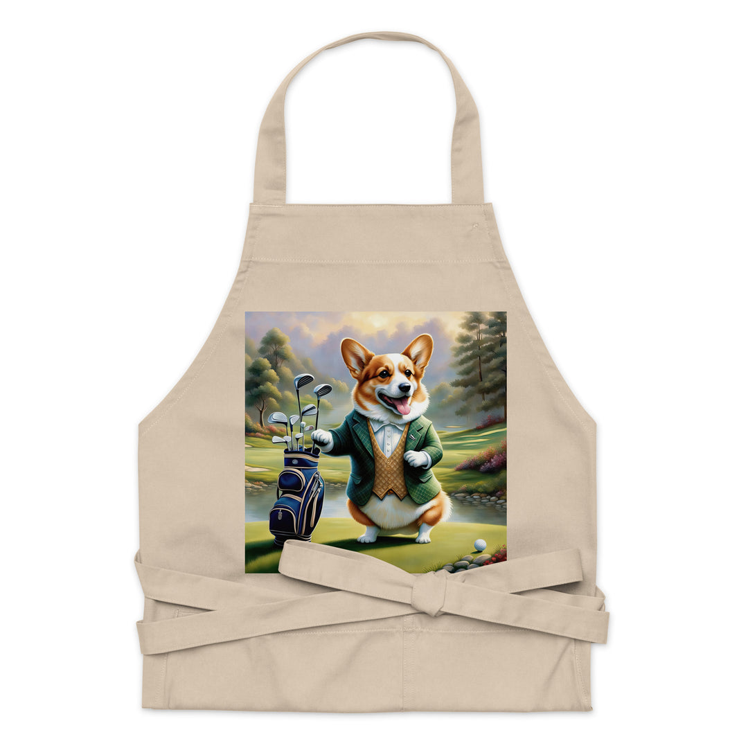 Pembroke Welsh Corgi Golfer- Organic cotton apron v4