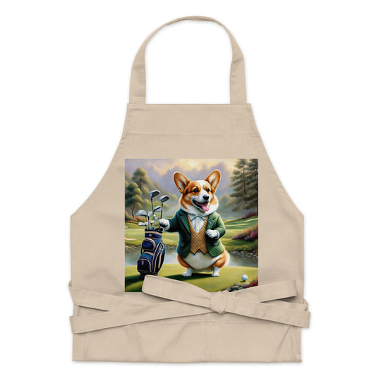 Pembroke Welsh Corgi Golfer- Organic cotton apron v4