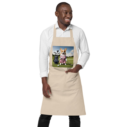 Pembroke Welsh Corgi Golfer- Organic cotton apron v5