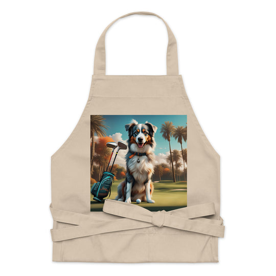 Australian Shepherd Golfer- Organic cotton apron v2