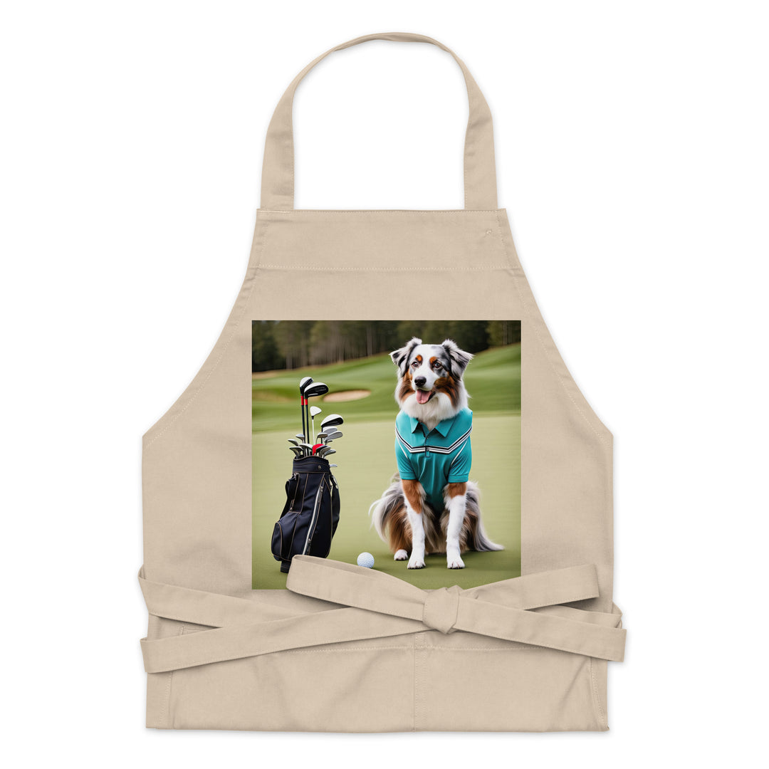 Australian Shepherd Golfer- Organic cotton apron v4