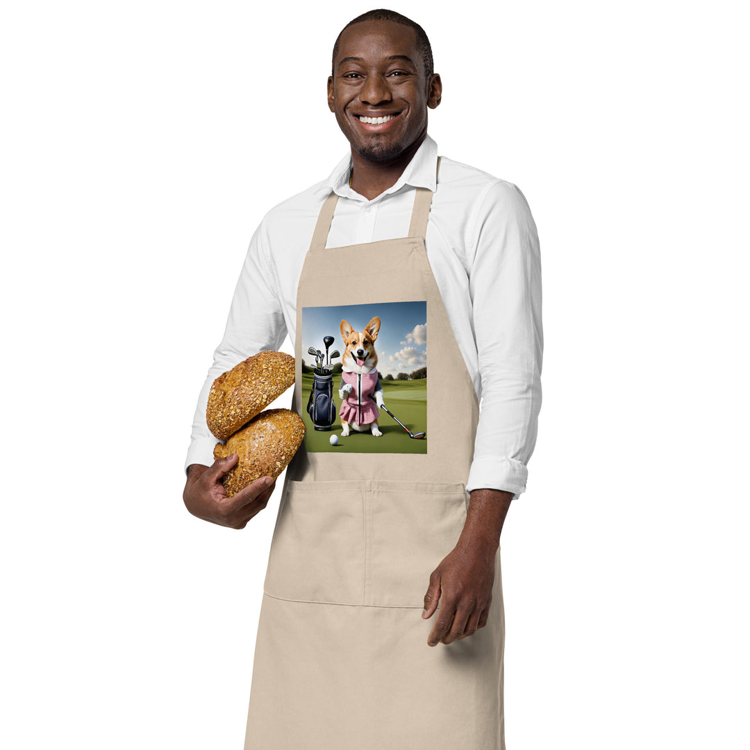 Pembroke Welsh Corgi Golfer- Organic cotton apron v5