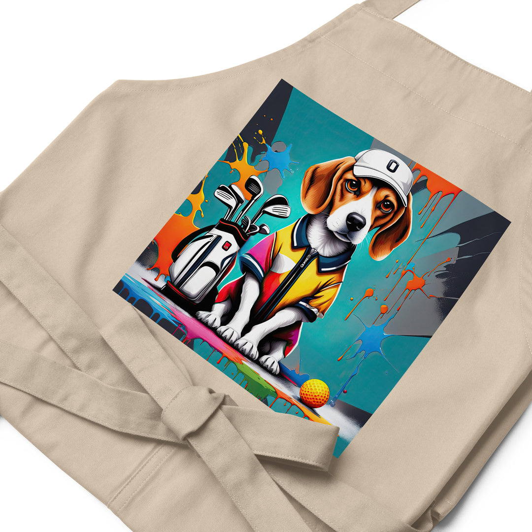 Beagle Golfer- Organic cotton apron v4