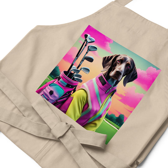 German Shorthaired Pointer Golfer- Organic cotton apron v3