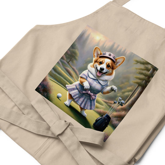 Pembroke Welsh Corgi Golfer- Organic cotton apron v2