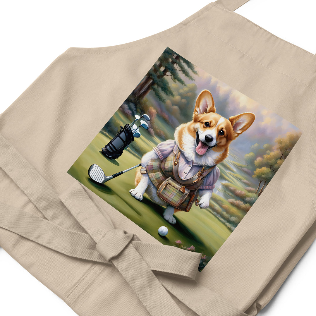 Pembroke Welsh Corgi Golfer- Organic cotton apron v3