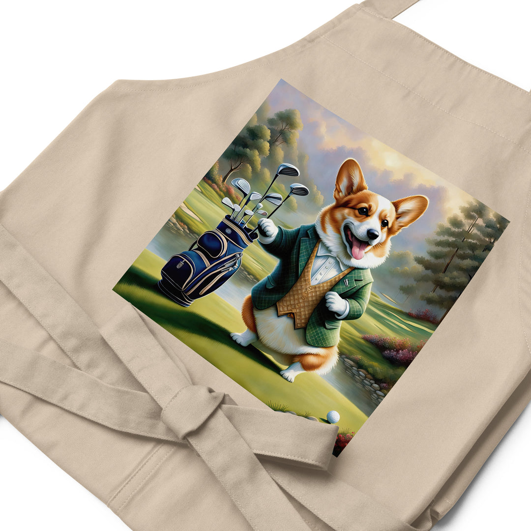 Pembroke Welsh Corgi Golfer- Organic cotton apron v4