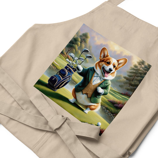 Pembroke Welsh Corgi Golfer- Organic cotton apron v4