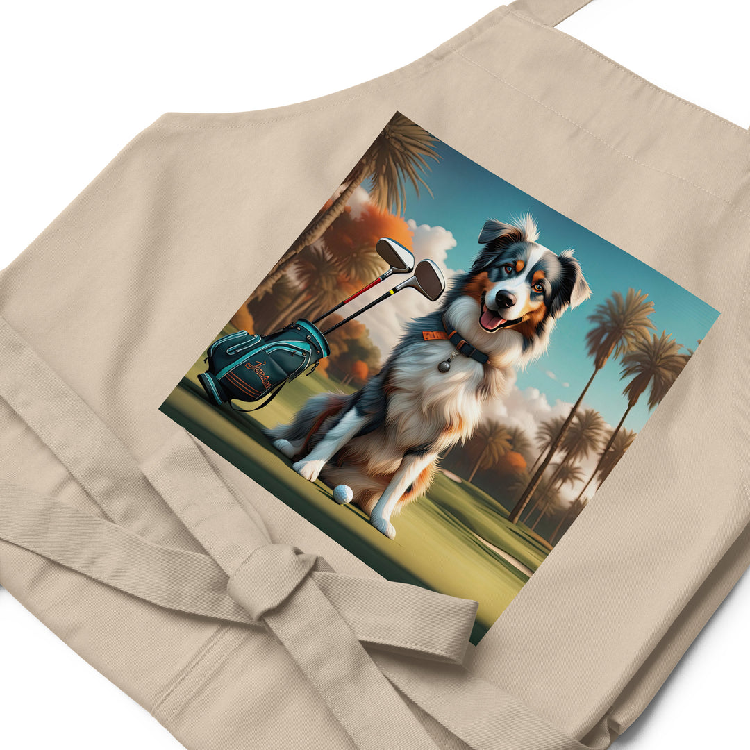 Australian Shepherd Golfer- Organic cotton apron v2