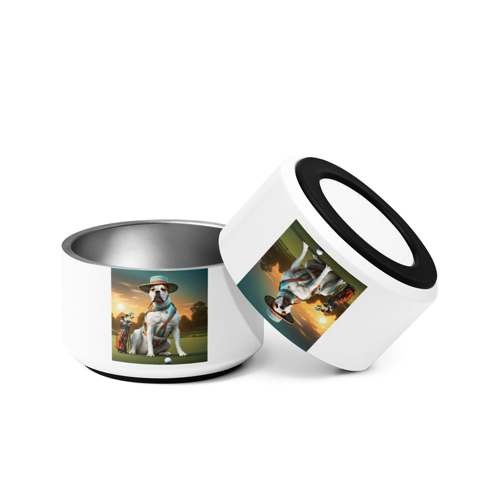 American Bulldog Golfer- Pet bowl v2