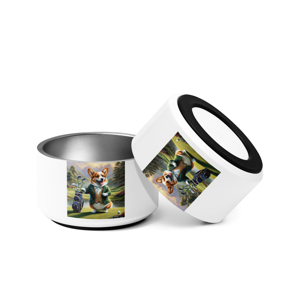 Pembroke Welsh Corgi Golfer- Pet bowl v4