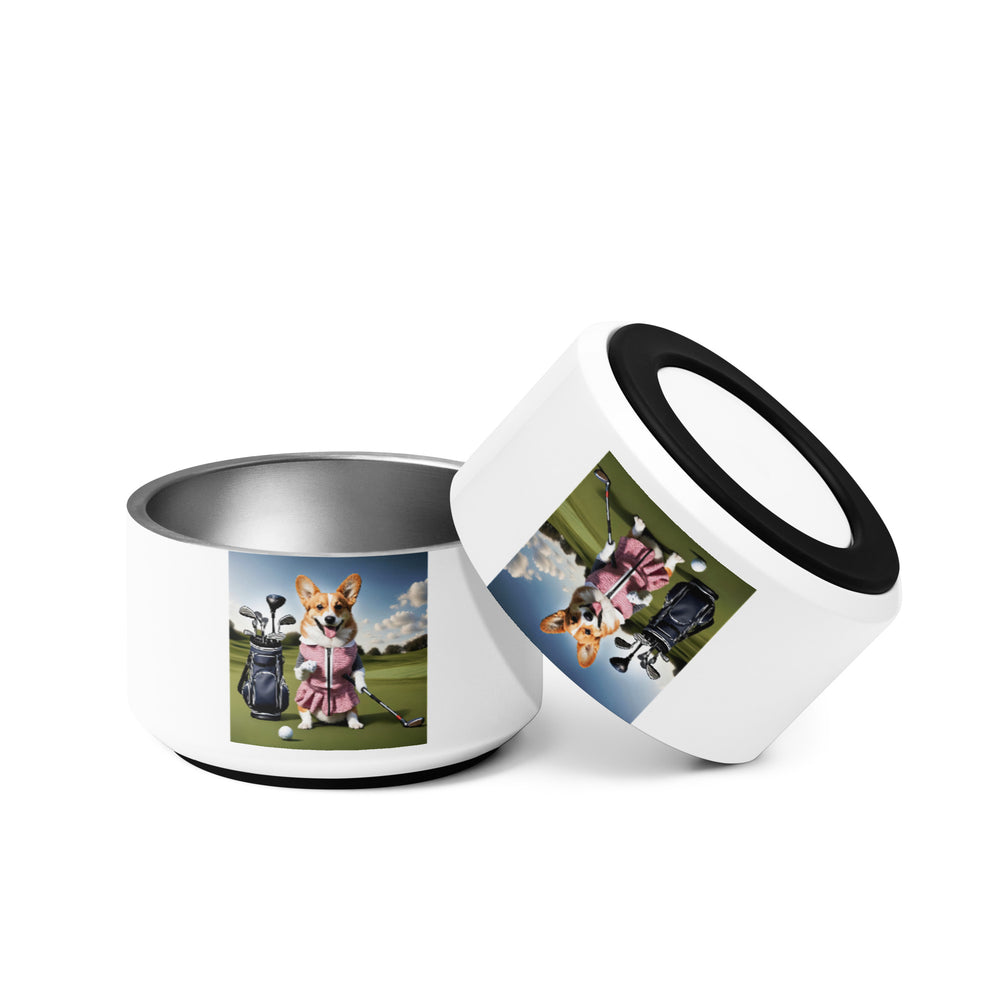 Pembroke Welsh Corgi Golfer- Pet bowl v5