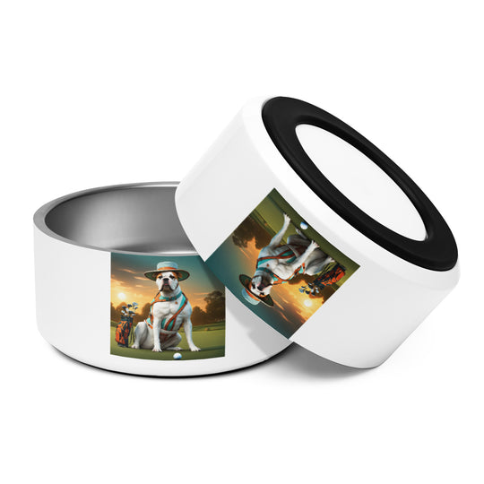 American Bulldog Golfer- Pet bowl v2