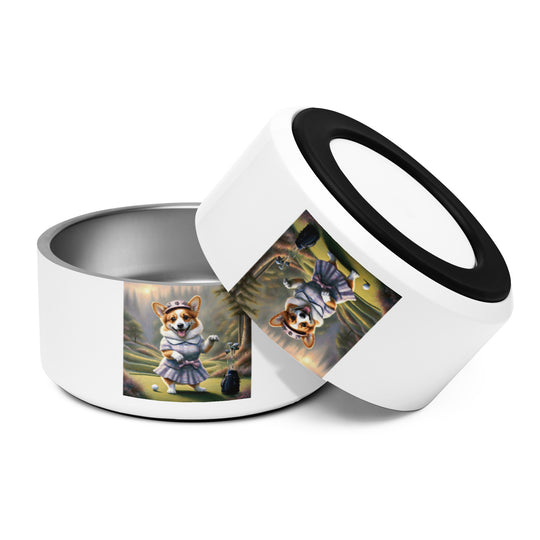 Pembroke Welsh Corgi Golfer- Pet bowl v2