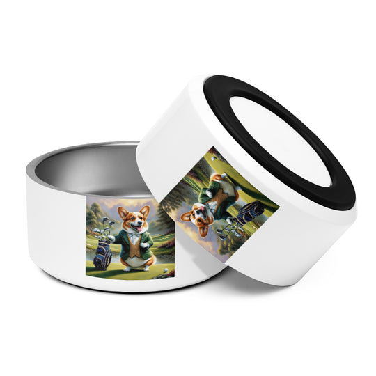 Pembroke Welsh Corgi Golfer- Pet bowl v4