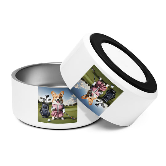 Pembroke Welsh Corgi Golfer- Pet bowl v5
