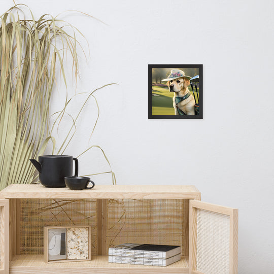 Framed photo paper poster-Labrador Retriever Golfer V5