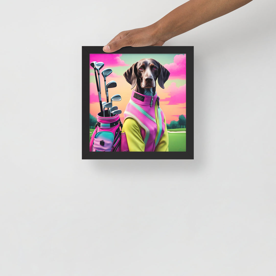 German Shorthaired Pointer Golfer- Framed photo paper poster v3