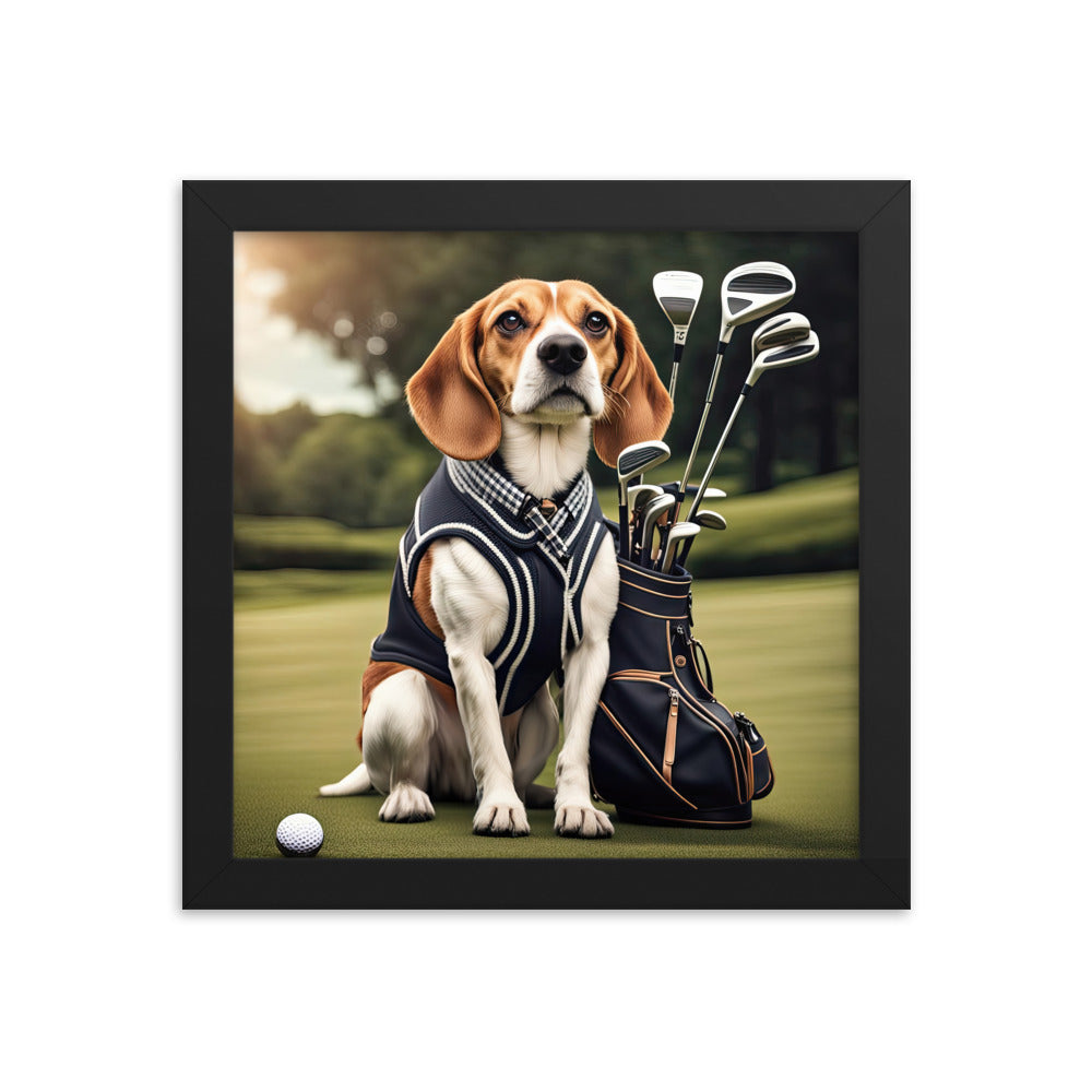 Beagle Golfer- Framed photo paper poster