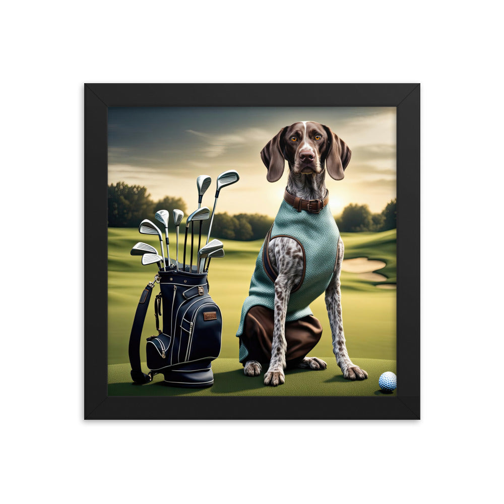 German Shorthaired Pointer Golfer- Framed photo paper poster v2