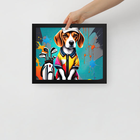 Beagle Golfer- Framed photo paper poster v4