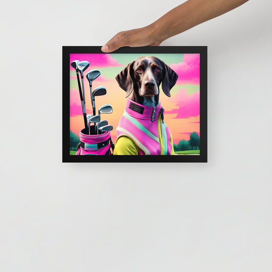 German Shorthaired Pointer Golfer- Framed photo paper poster v3