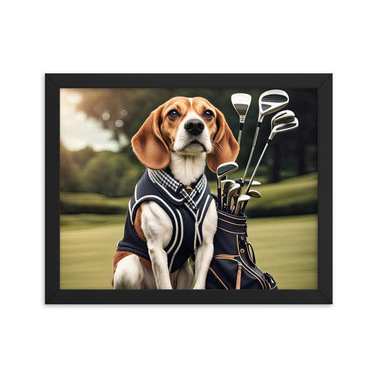 Beagle Golfer- Framed photo paper poster