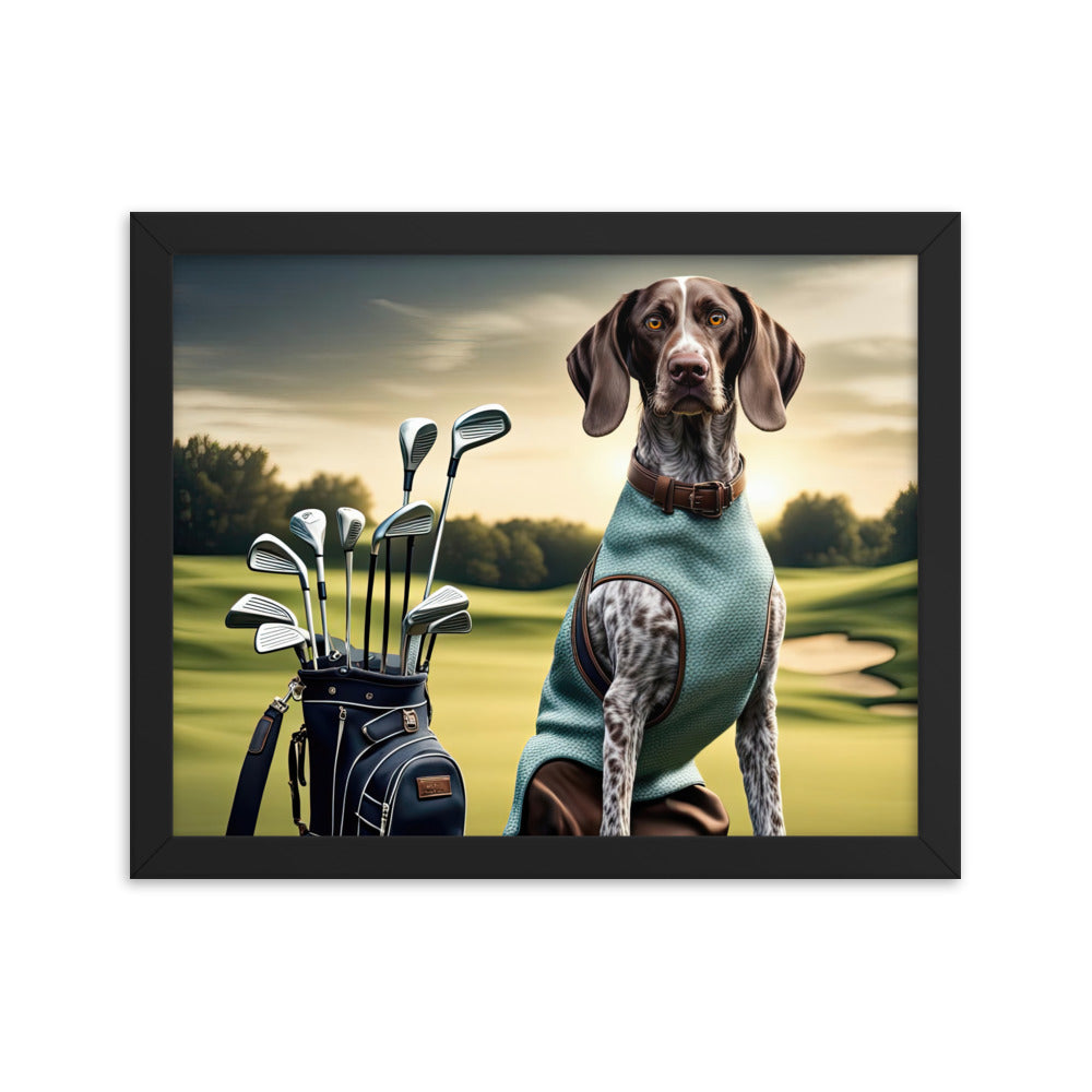 German Shorthaired Pointer Golfer- Framed photo paper poster v2