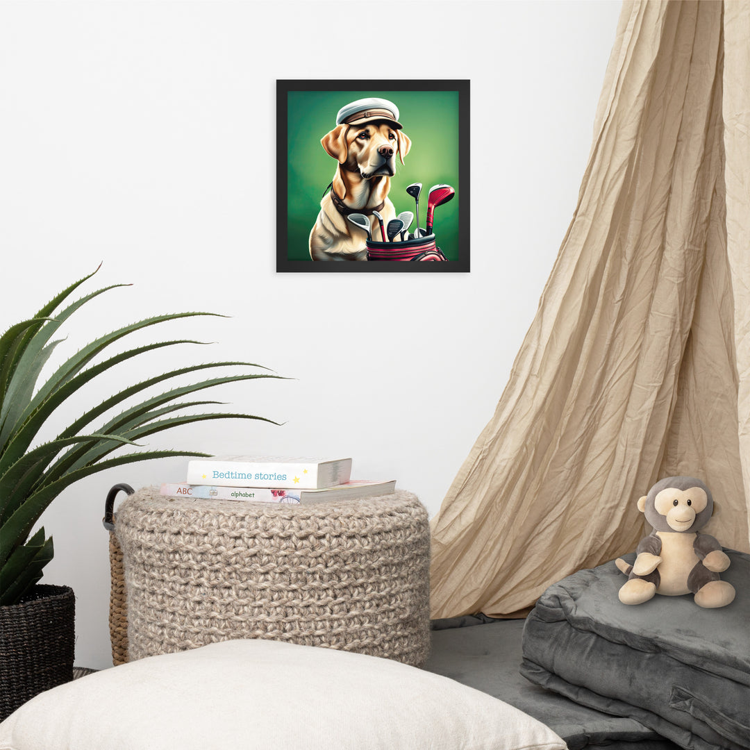 Framed photo paper poster-Labrador Retriever Golfer V3