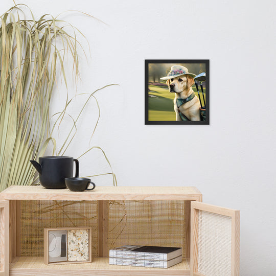 Framed photo paper poster-Labrador Retriever Golfer V5