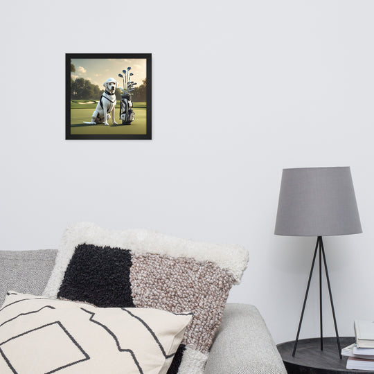 Framed photo paper poster-Labrador Retriever Golfer V6