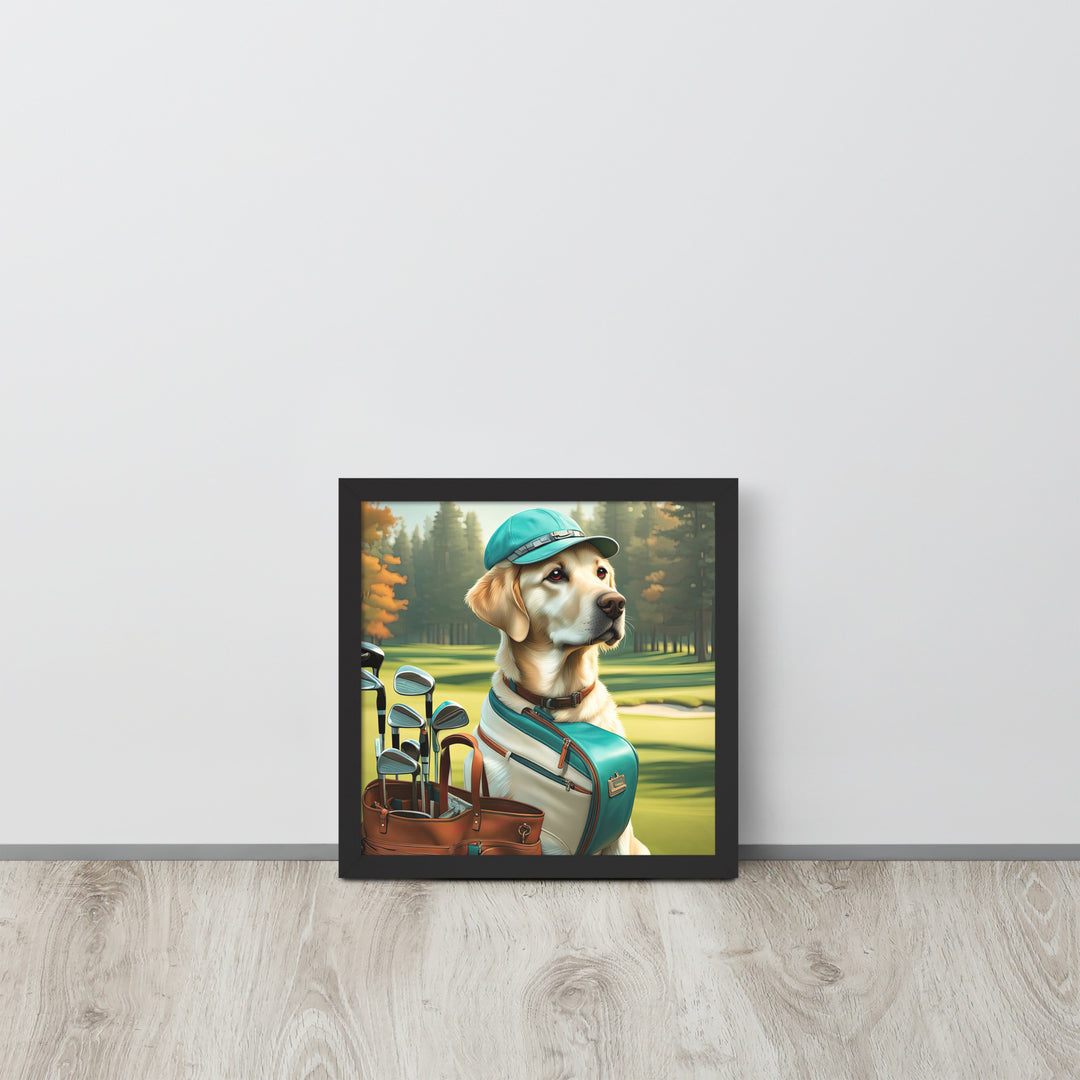 Framed photo paper poster-Labrador Retriever Golfer V10