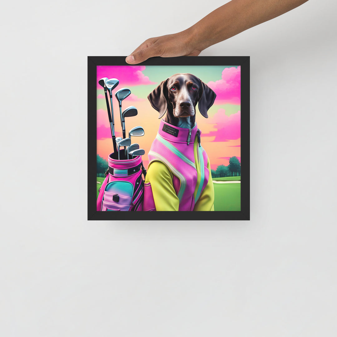 German Shorthaired Pointer Golfer- Framed photo paper poster v3