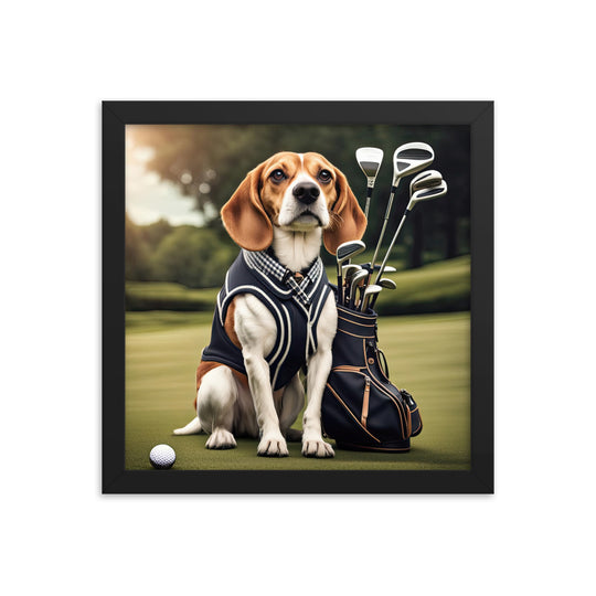 Beagle Golfer- Framed photo paper poster