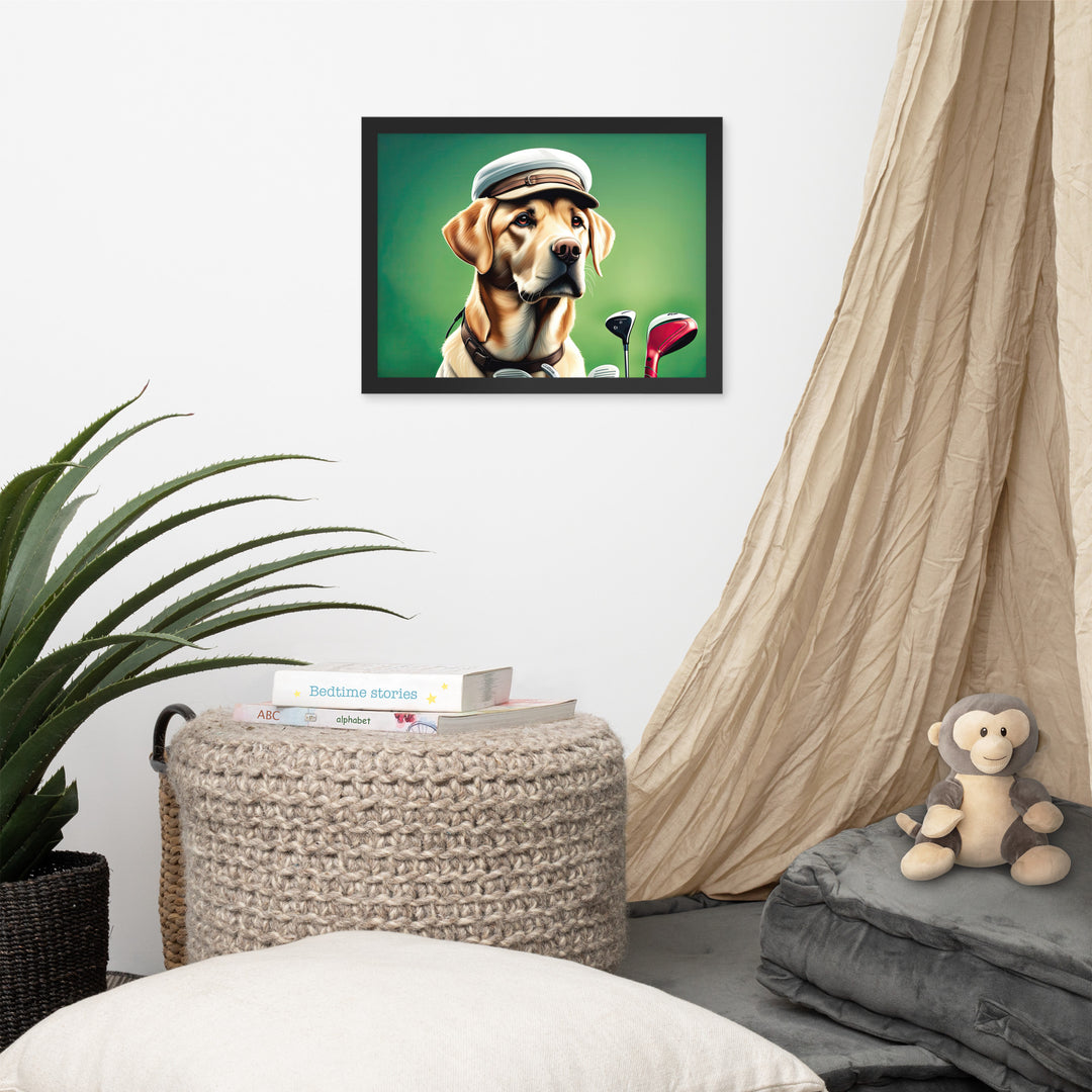 Framed photo paper poster-Labrador Retriever Golfer V3