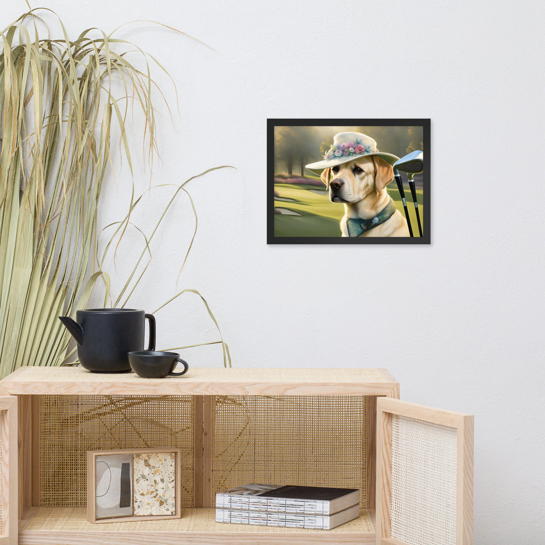 Framed photo paper poster-Labrador Retriever Golfer V5