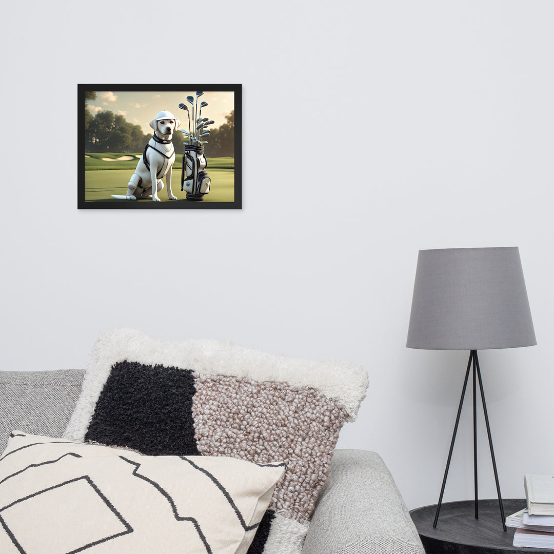 Framed photo paper poster-Labrador Retriever Golfer V6