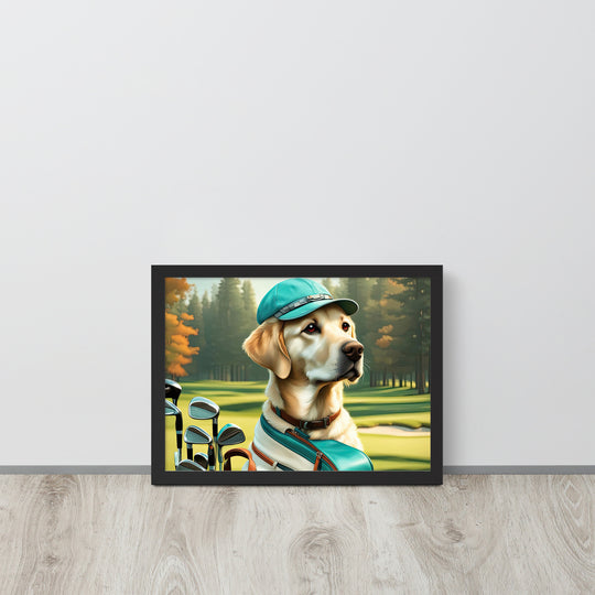 Framed photo paper poster-Labrador Retriever Golfer V10