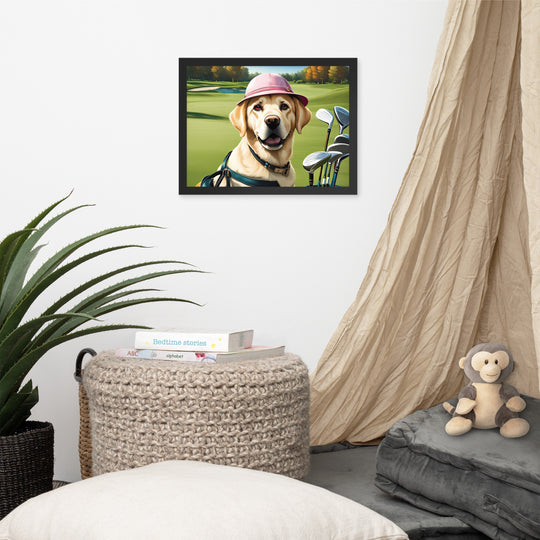 Framed photo paper poster-Labrador Retriever Golfer V19