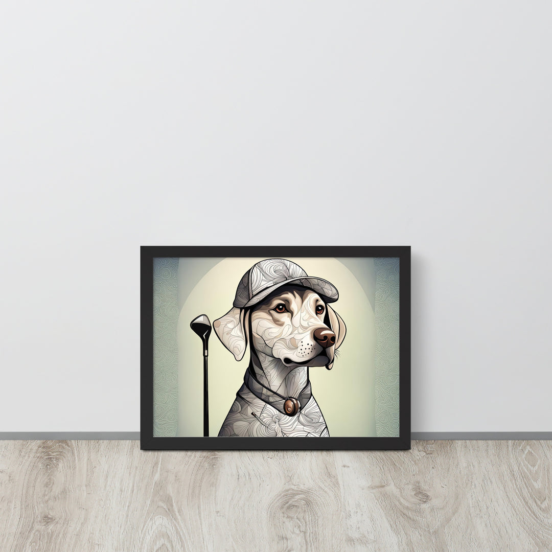 Framed photo paper poster-Labrador Retriever Golfer V22