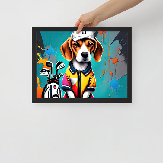 Beagle Golfer- Framed photo paper poster v4