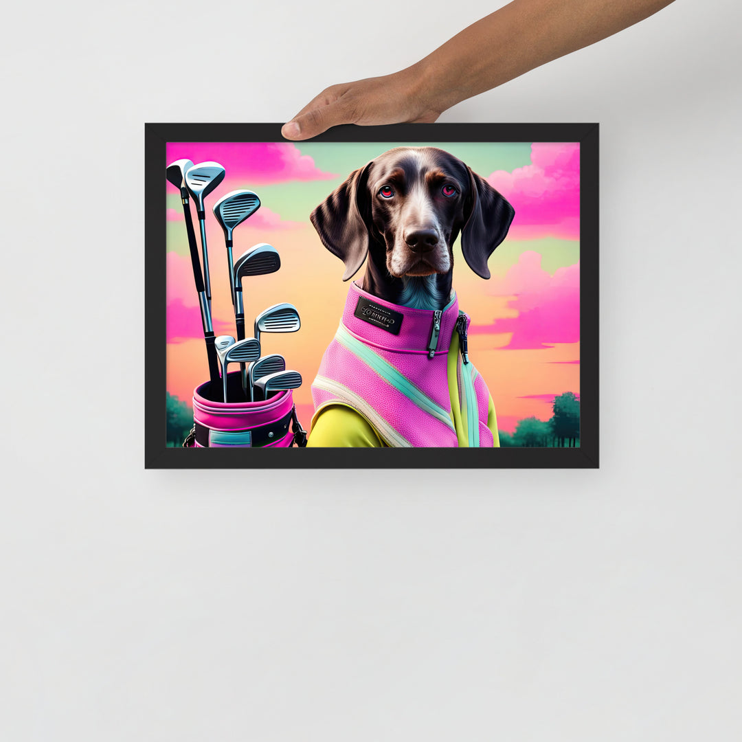 German Shorthaired Pointer Golfer- Framed photo paper poster v3